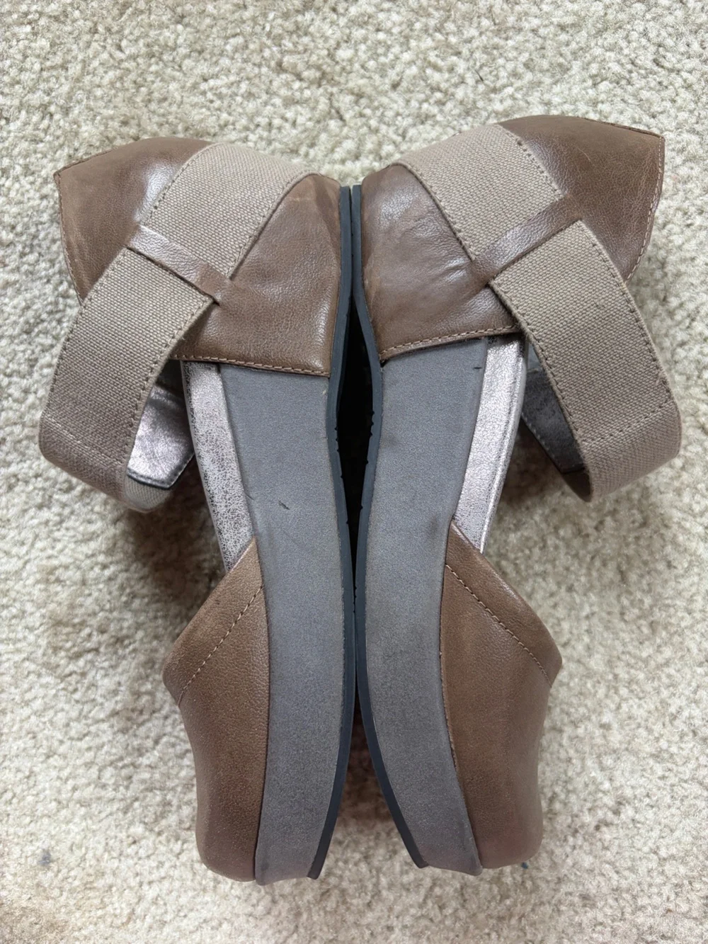 OTBT Brown Tan Wedge Sandals with Elastic Strap